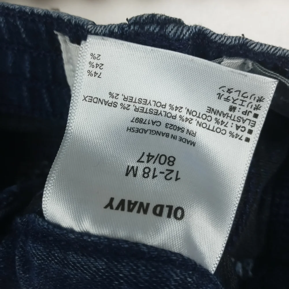 Old Navy girls size 12-18 mos dark wash denim hipster skinny jeans snap zipper